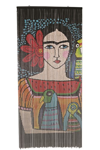 Door Curtain Bamboo Frida Illustration Retro Vintage Kitsch Kitchen